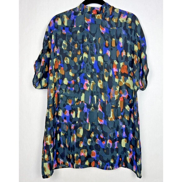 CAbi Tunic Top 3143 Womens Medium Sabine Mosaic Watercolor Print Popover Blouse - Picture 2 of 10